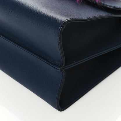Fendi Vitello Elite Fur Demi Jour Shoulder Bag Navy 12 of 12