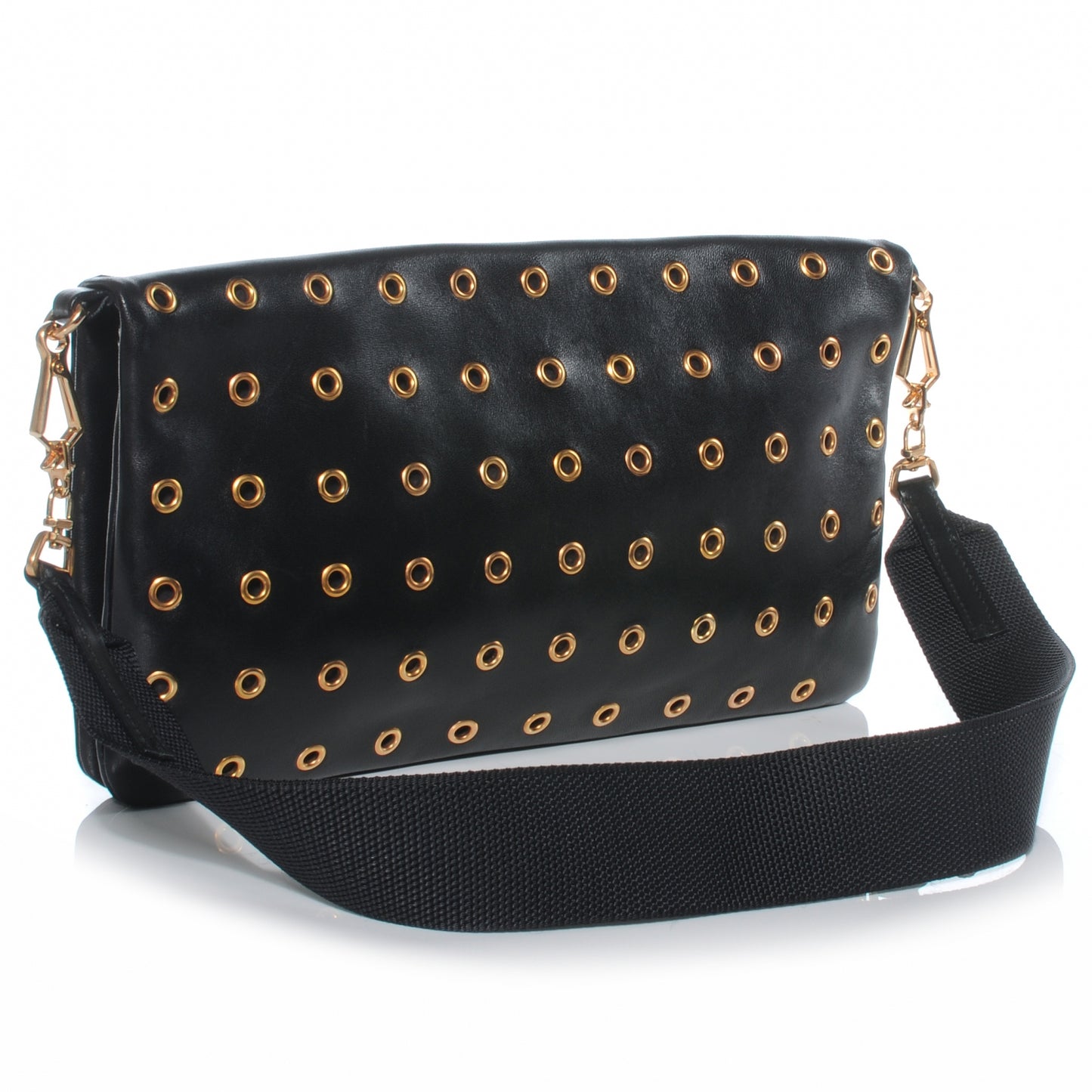 Nappa Grommet Borchie Shoulder Bag Nero Black