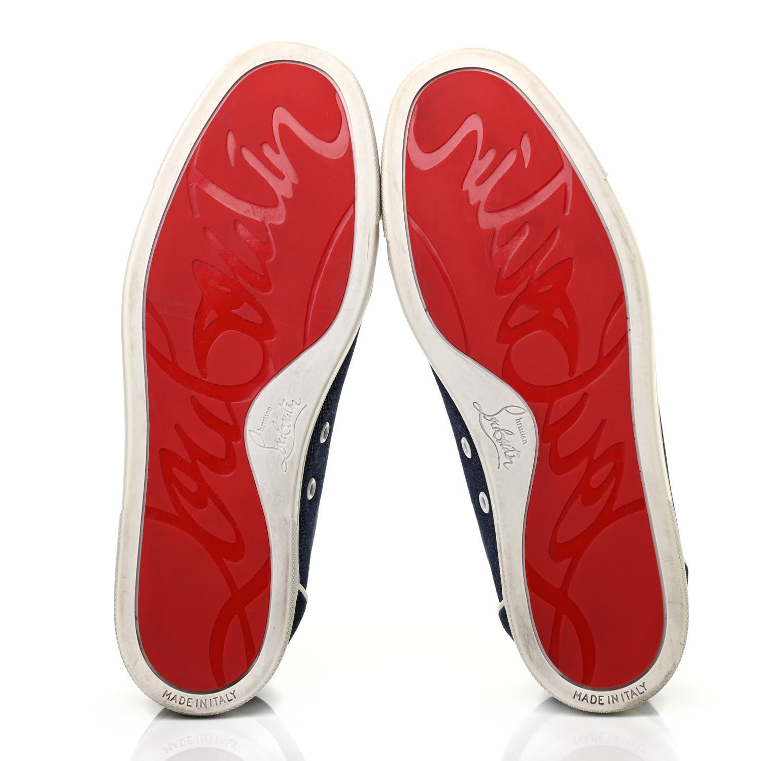 Christian Louboutin Denim Velours Spikes Vieira Flat Sneaker 40 Navy Latte 5 of 9