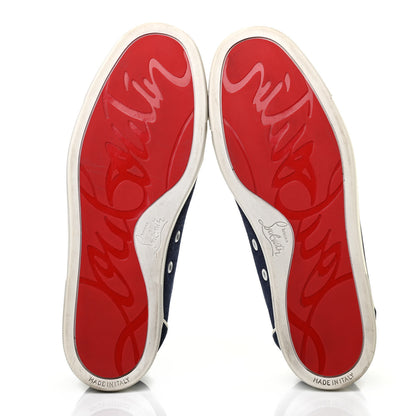 Christian Louboutin Denim Velours Spikes Vieira Flat Sneaker 40 Navy Latte 5 of 9