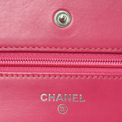 Chanel Patent Calfskin Quilted Wallet On Chain WOC Pink 6 of 10