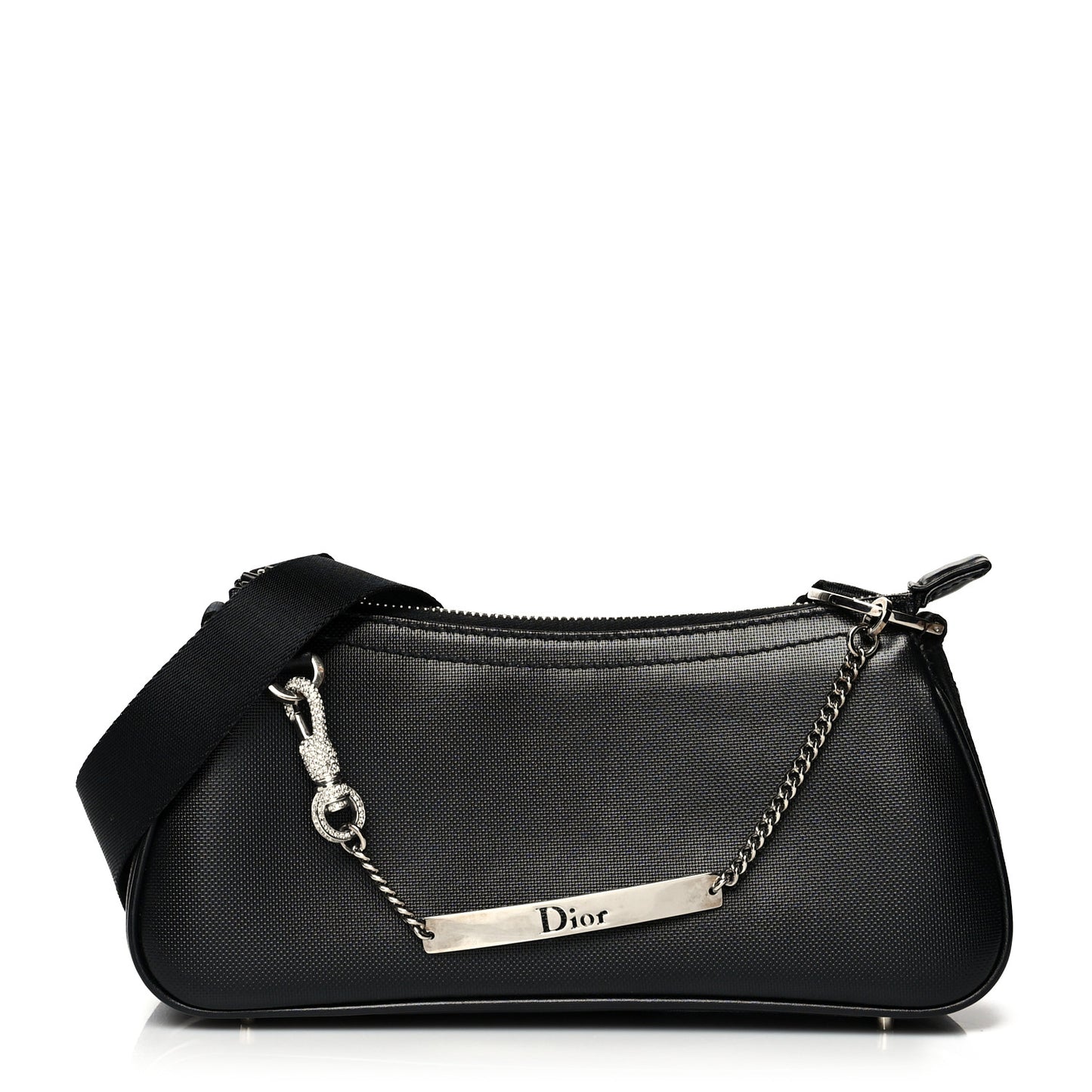 Silk Jersey Crystal Hardcore Shoulder Bag Black