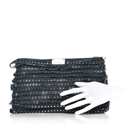 Jimmy Choo Lambskin Studded Fringe Zulu Clutch Turquoise 2 of 10