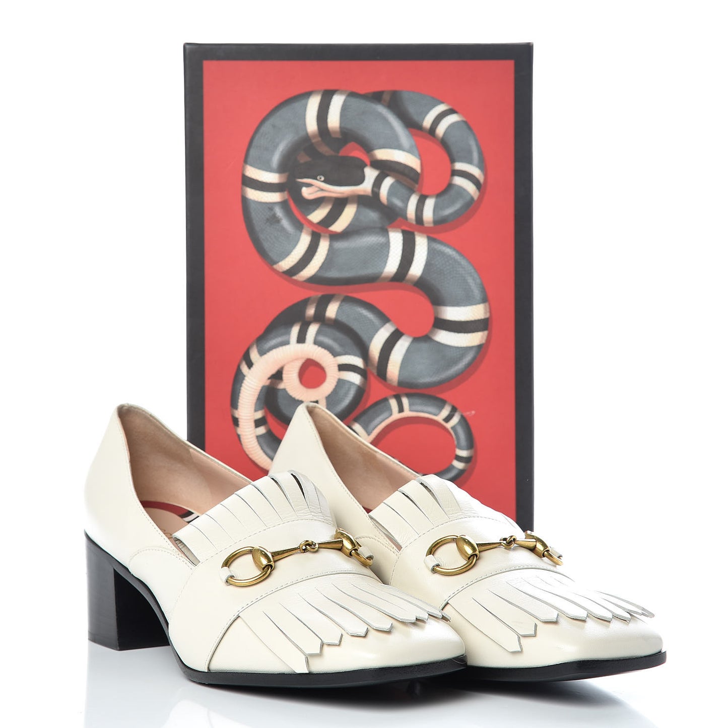 Malaga Kid Polly Kiltie Fringe 55mm Loafer Pumps 40 Mystic White
