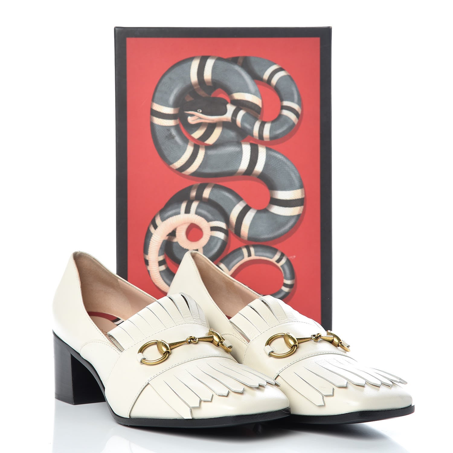 Gucci Malaga Kid Polly Kiltie Fringe 55mm Loafer Pumps 40 Mystic White 8 of 8