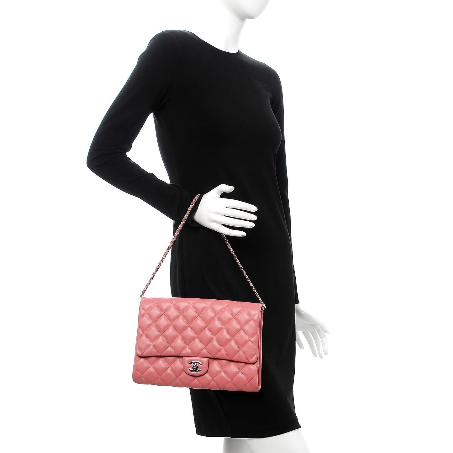 Lambskin Quilted Clutch With Chain Flap Pink
