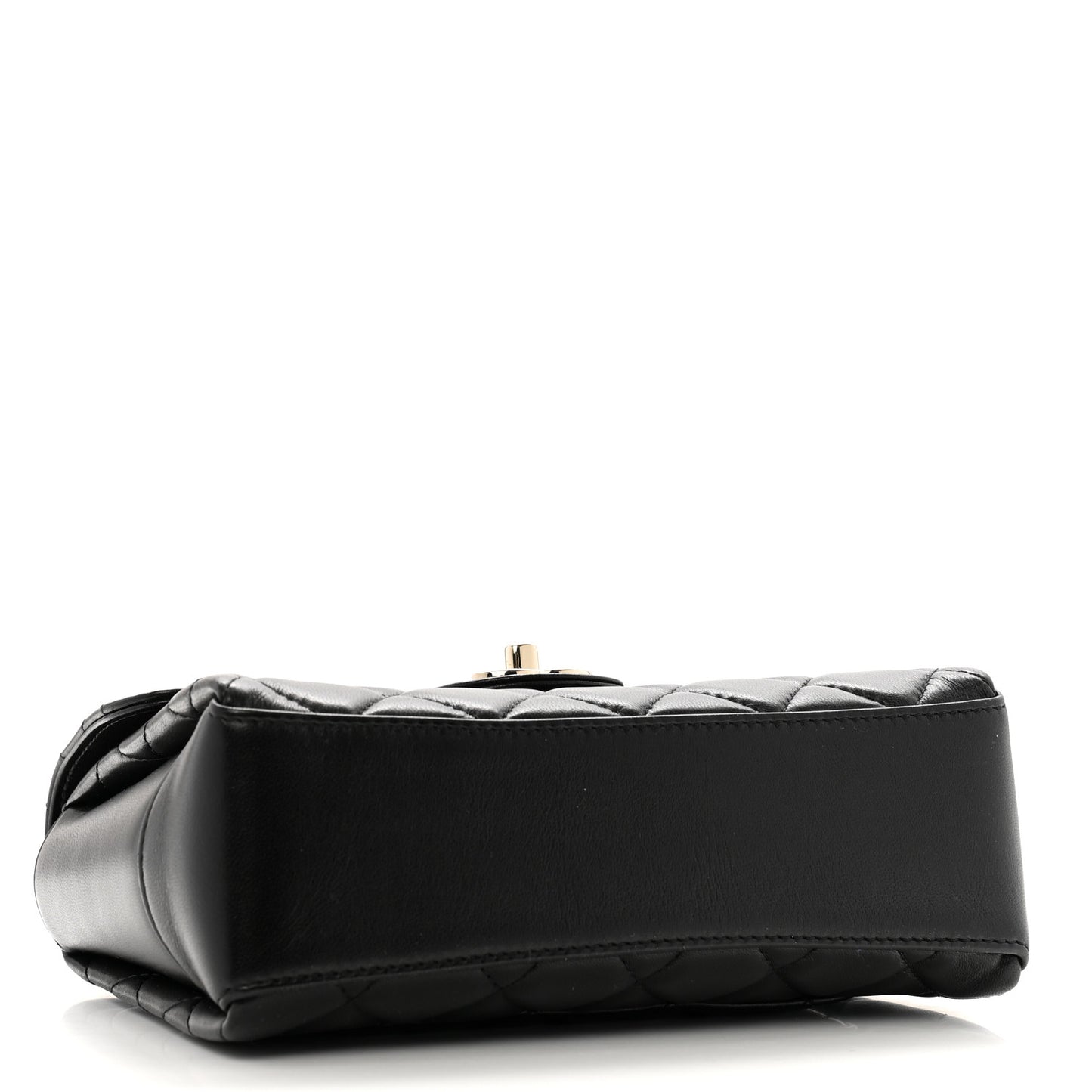 Lambskin Quilted Small Top Handle Square Flap Black