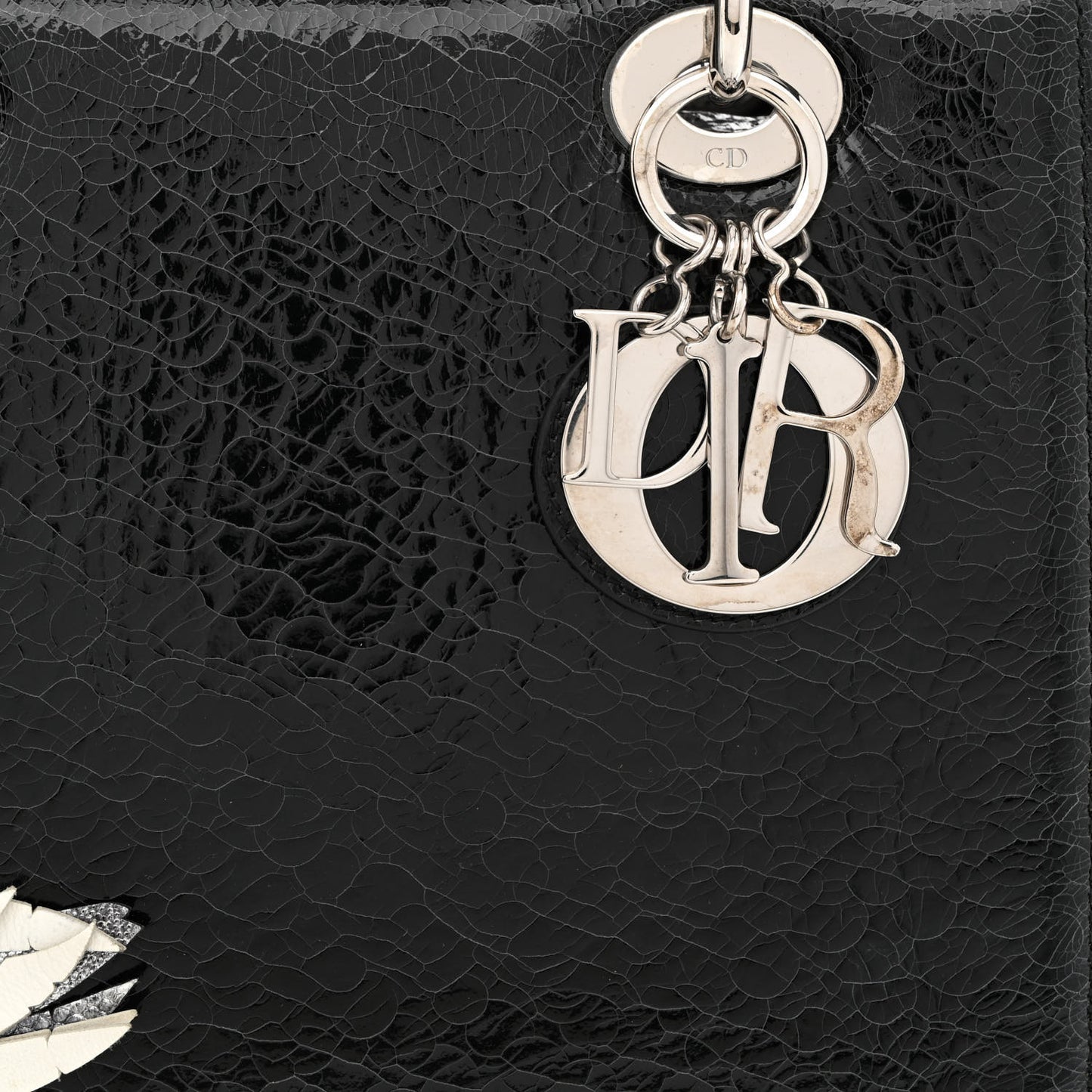 Ceramic Effect Deerskin Jeweled Swan Lady Dior Black
