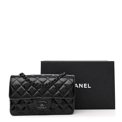 Chanel Patent Calfskin Quilted Mini Rectangular Flap So Black 11 of 11