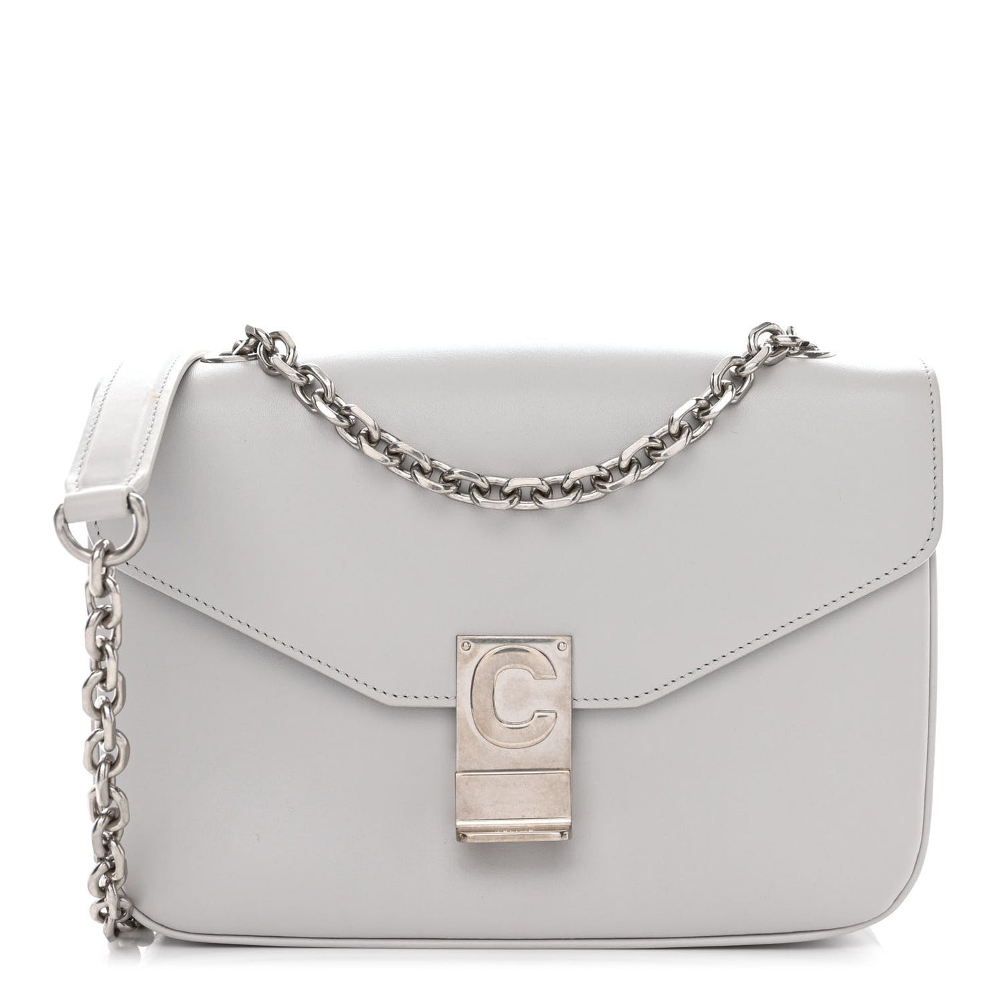 Shiny Calfskin Medium C Bag Pale Grey