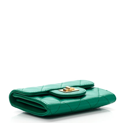 Chanel Aged Calfskin Quilted Reissue Card Holder Wallet Green 4 of 8
