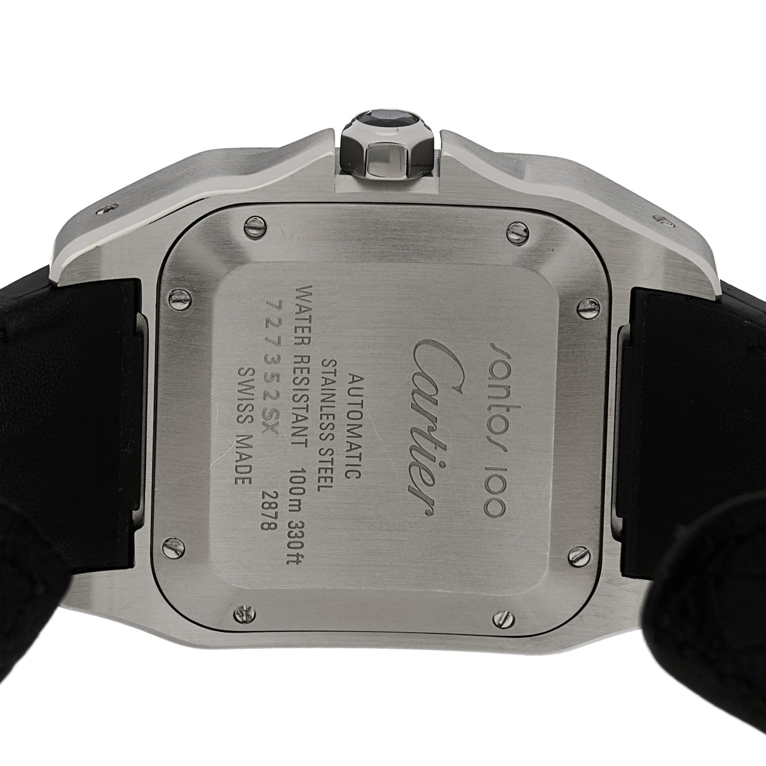 Cartier Stainless Steel Alligator 33mm Santos 100 Automatic Watch 4 of 5