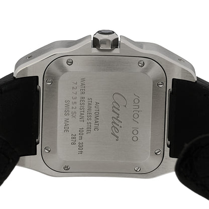 Cartier Stainless Steel Alligator 33mm Santos 100 Automatic Watch 4 of 5