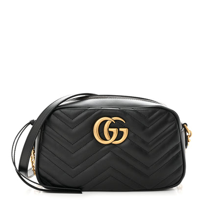 Gucci Calfskin Matelasse Small GG Marmont Chain Shoulder Bag Black 1 of 10