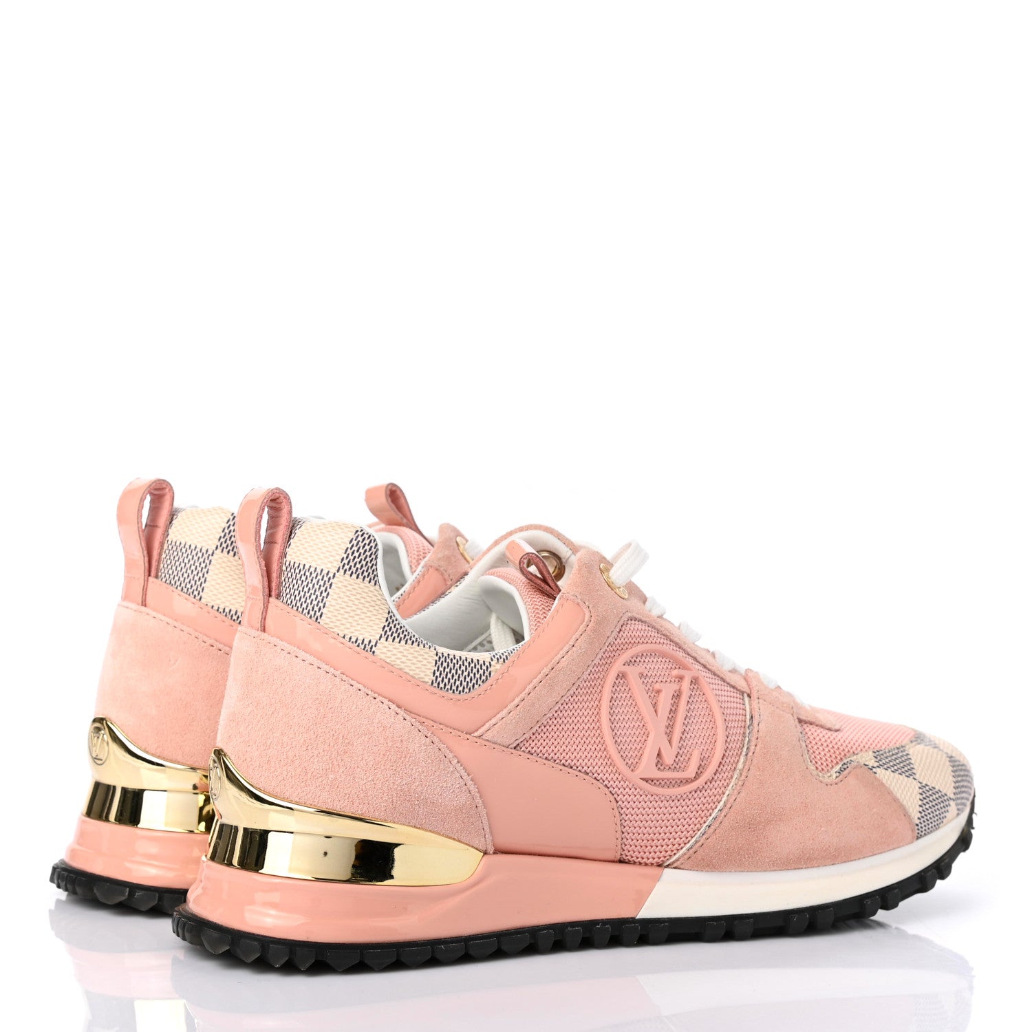 Louis Vuitton Suede Damier Azur Run Away Sneakers 35.5 Pink 4 of 9