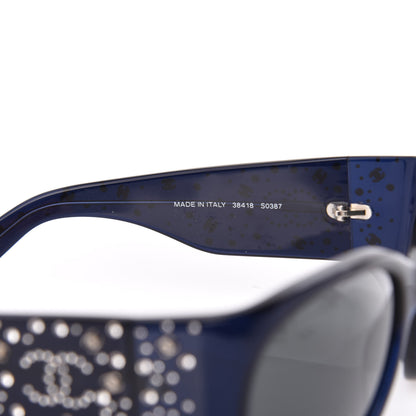 Chanel Acetate Swarovski Crystal CC Sunglasses Blue 6 of 7