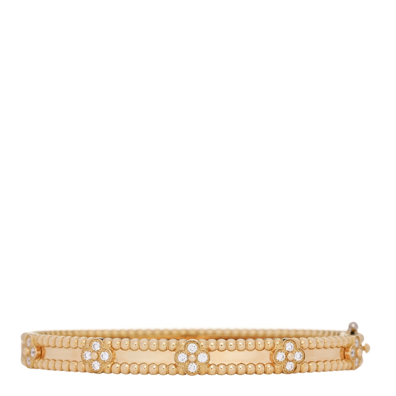 Van Cleef & Arpels 18K Yellow Gold Diamond Perlee Sweet Clovers Bracelet S 2 of 4