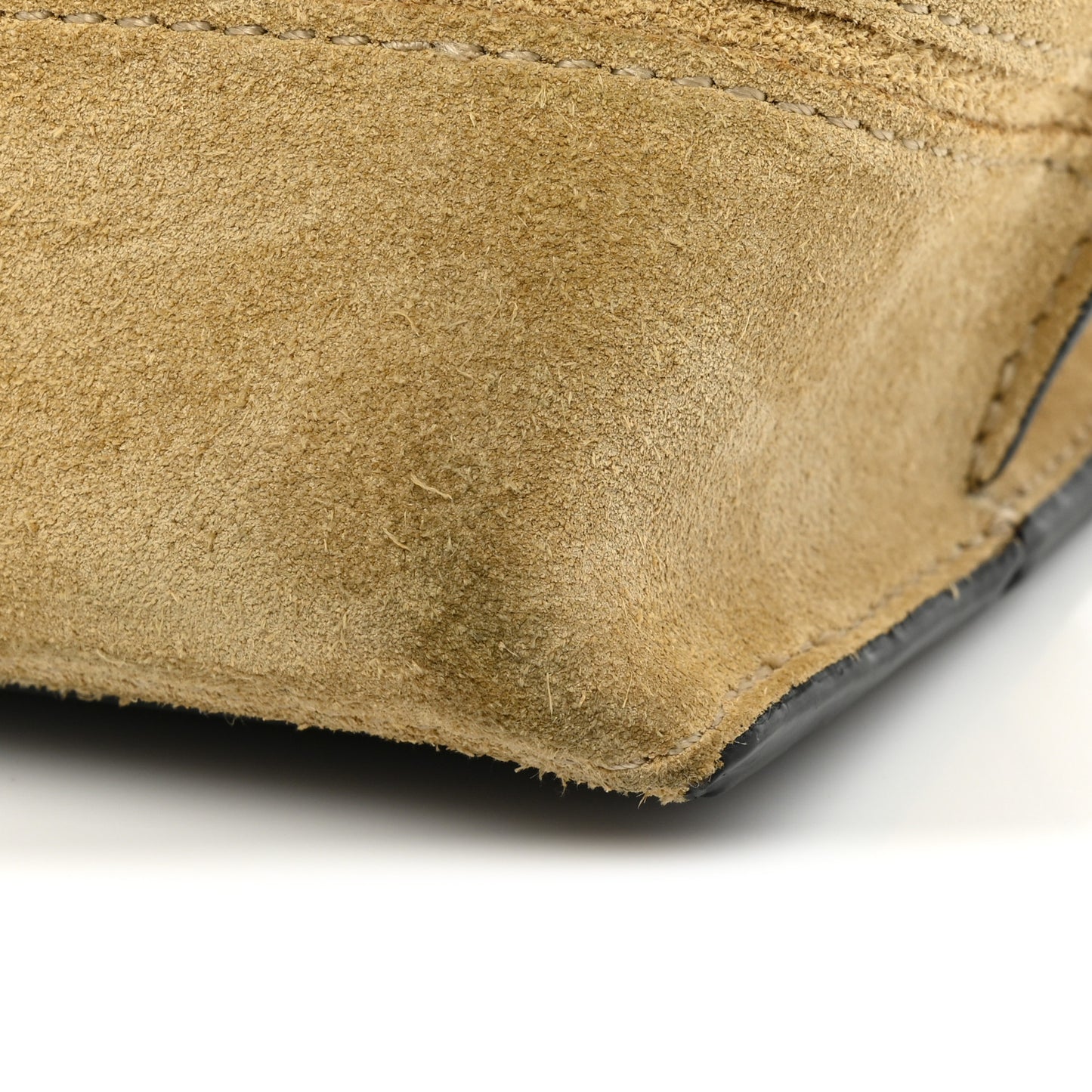 Suede Calfskin Strip Shoulder Bag Gold Black