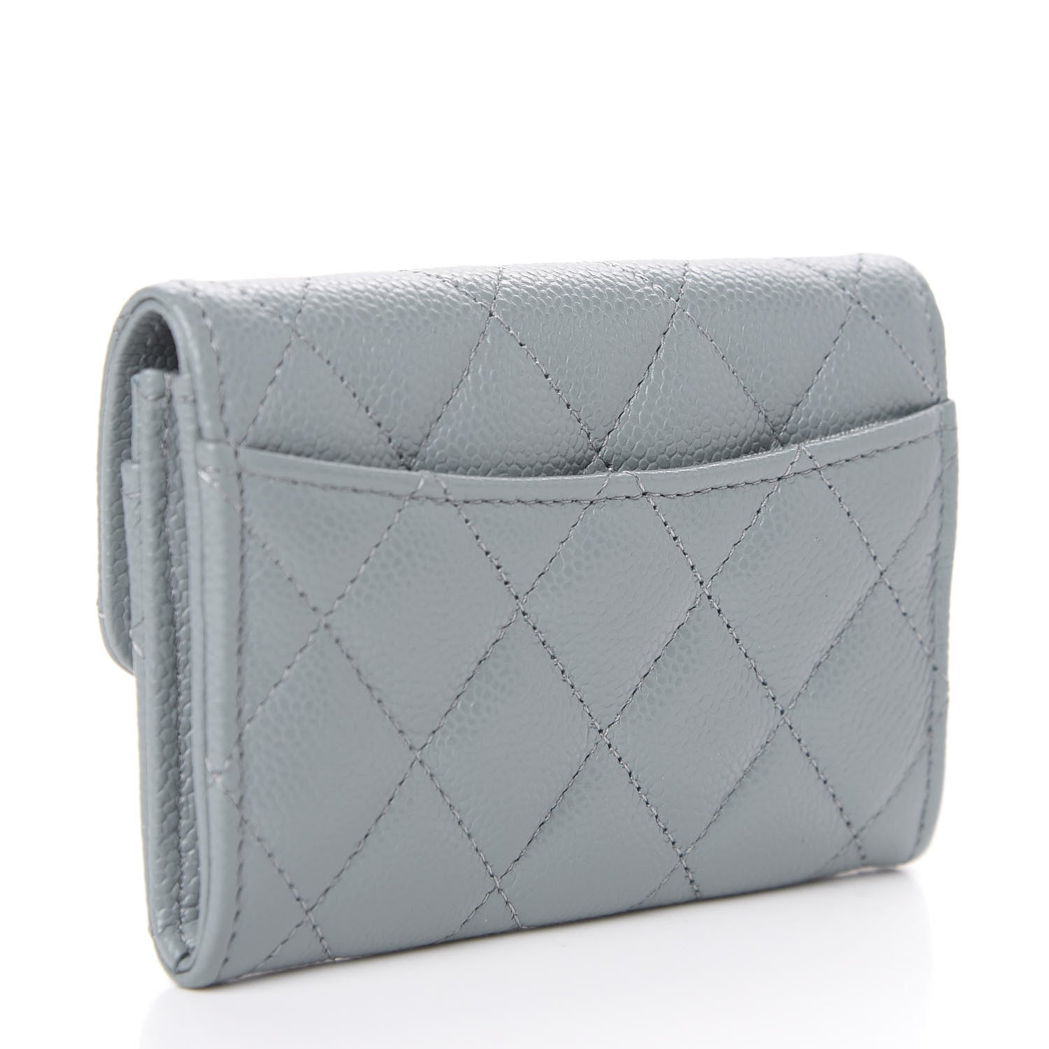 Chanel Caviar Quilted Flap Card Holder Wallet Blue 2 of 7