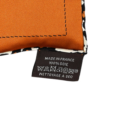 Hermes Vintage Silk Monsieur Et Madame Scarf 70 Caramel Creme Marron 4 of 4