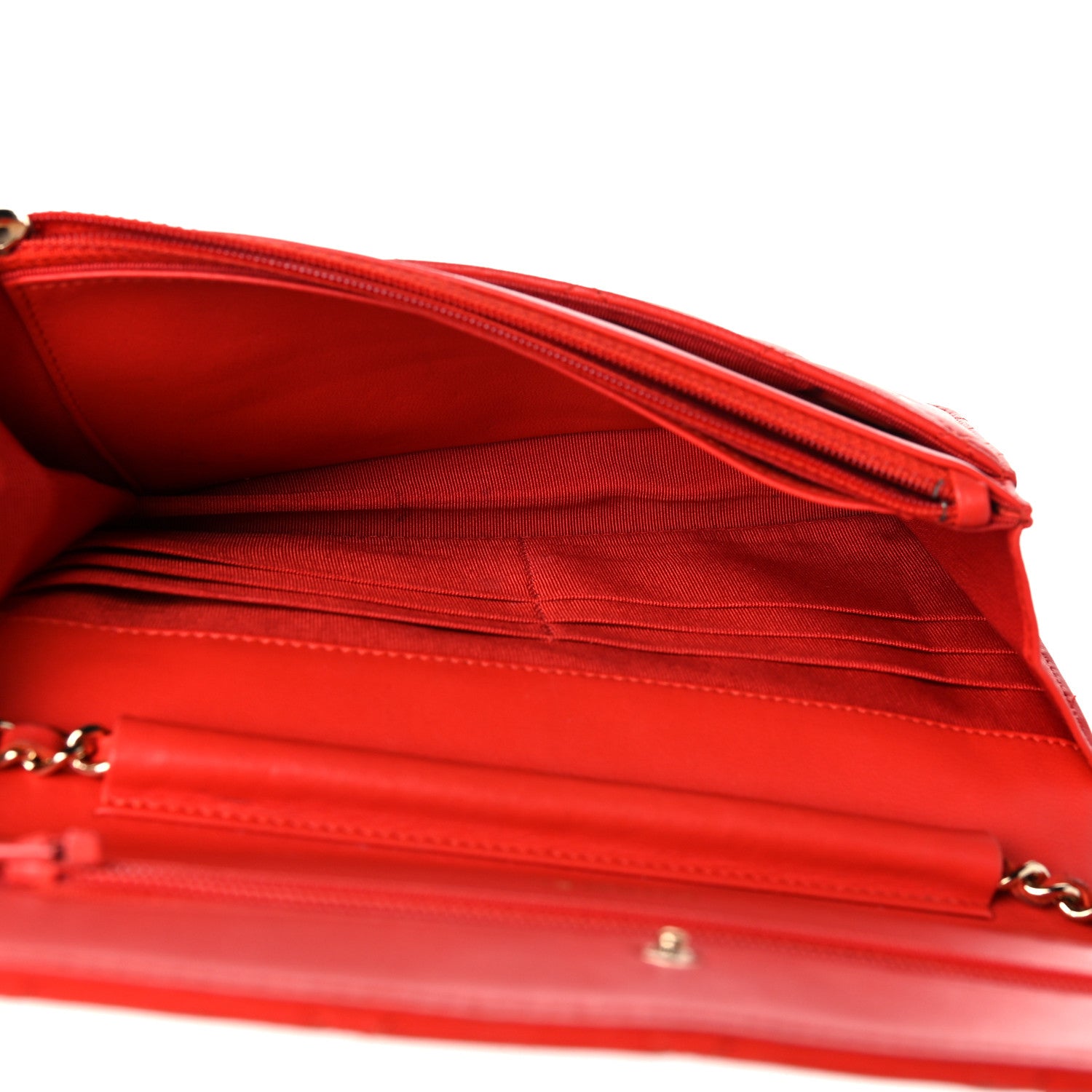Chanel Lambskin Quilted Wallet On Chain WOC Red 5 of 13