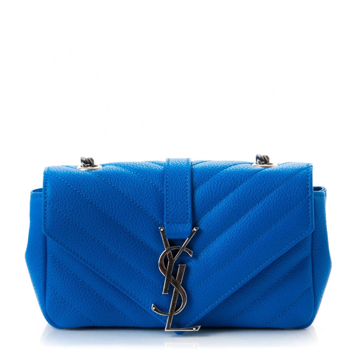 Grained Calfskin Matelasse Chevron Monogram Classic Baby Chain Bag Royal Blue