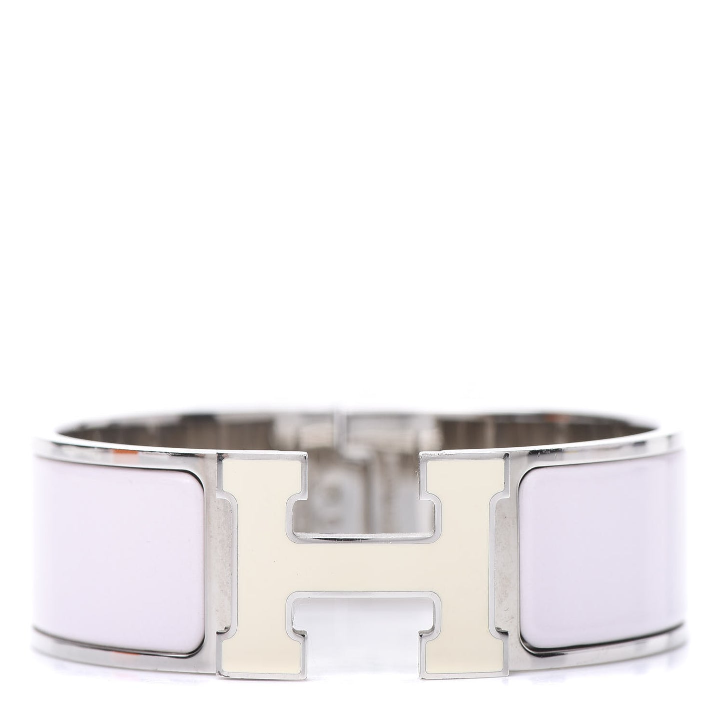 Enamel Wide Clic Clac H Bracelet PM Rose Nymph White