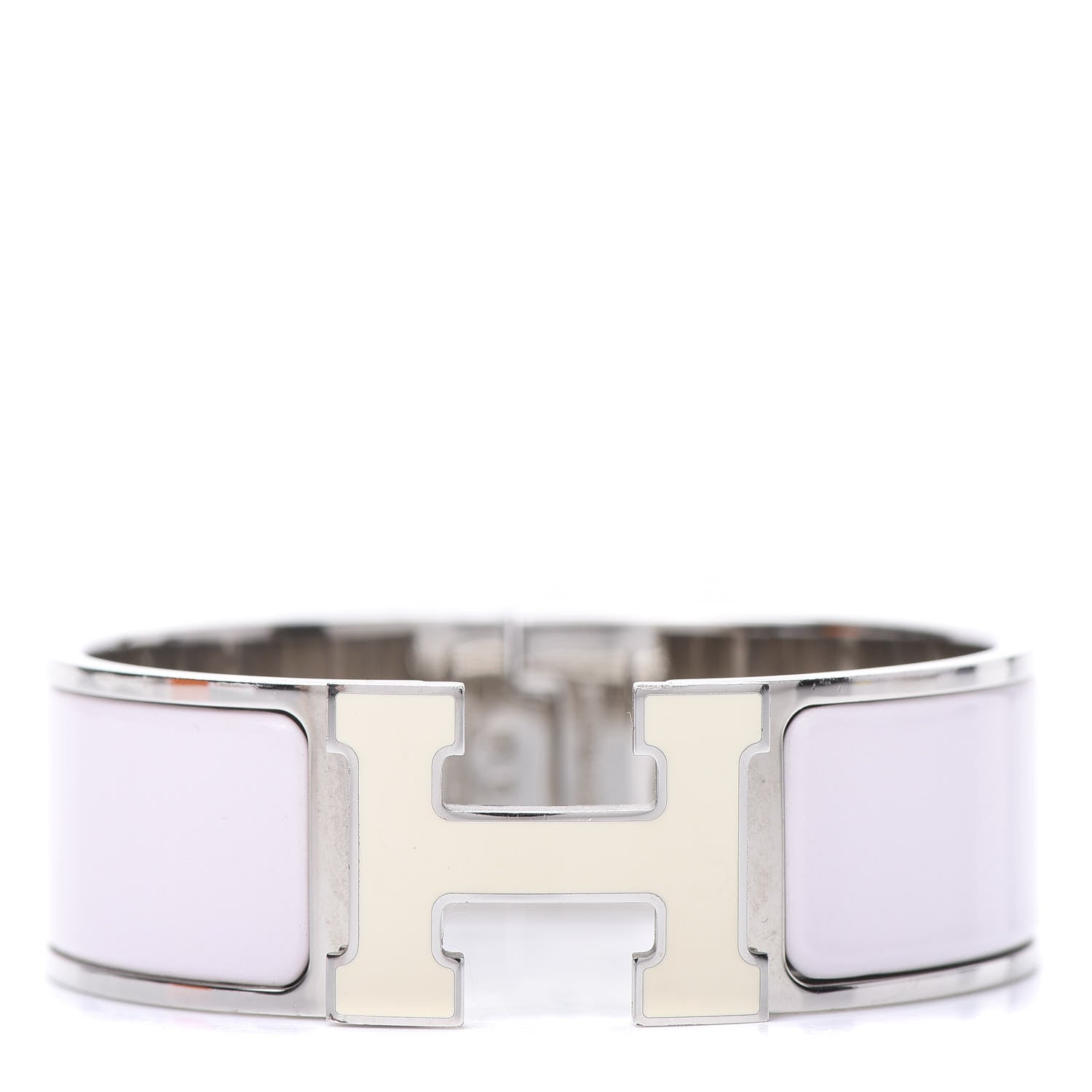 Hermes Enamel Wide Clic Clac H Bracelet PM Rose Nymph White 1 of 7