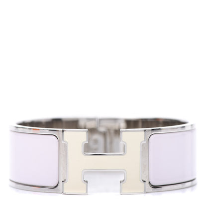 Hermes Enamel Wide Clic Clac H Bracelet PM Rose Nymph White 1 of 7
