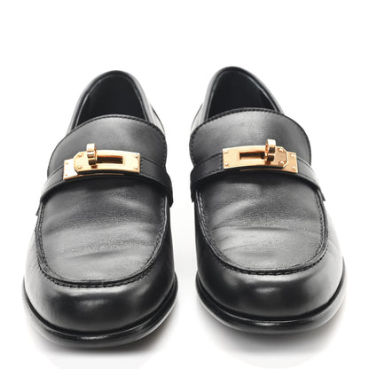 Hermes Calfskin Womens Destin Loafers 36 Black 3 of 10