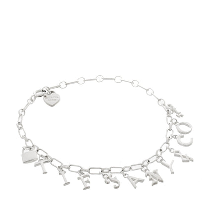 Tiffany Sterling Silver Enamel Love Notes Logo Charm Bracelet Blue 1 of 5