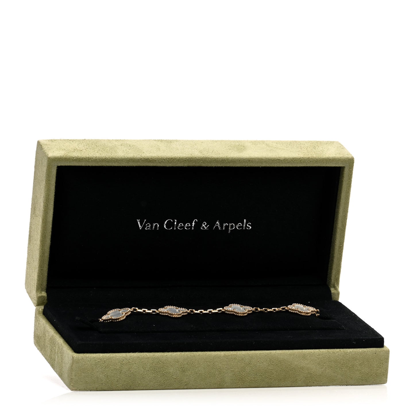 18K Yellow Gold Mother of Pearl 5 Motifs Vintage Alhambra Bracelet