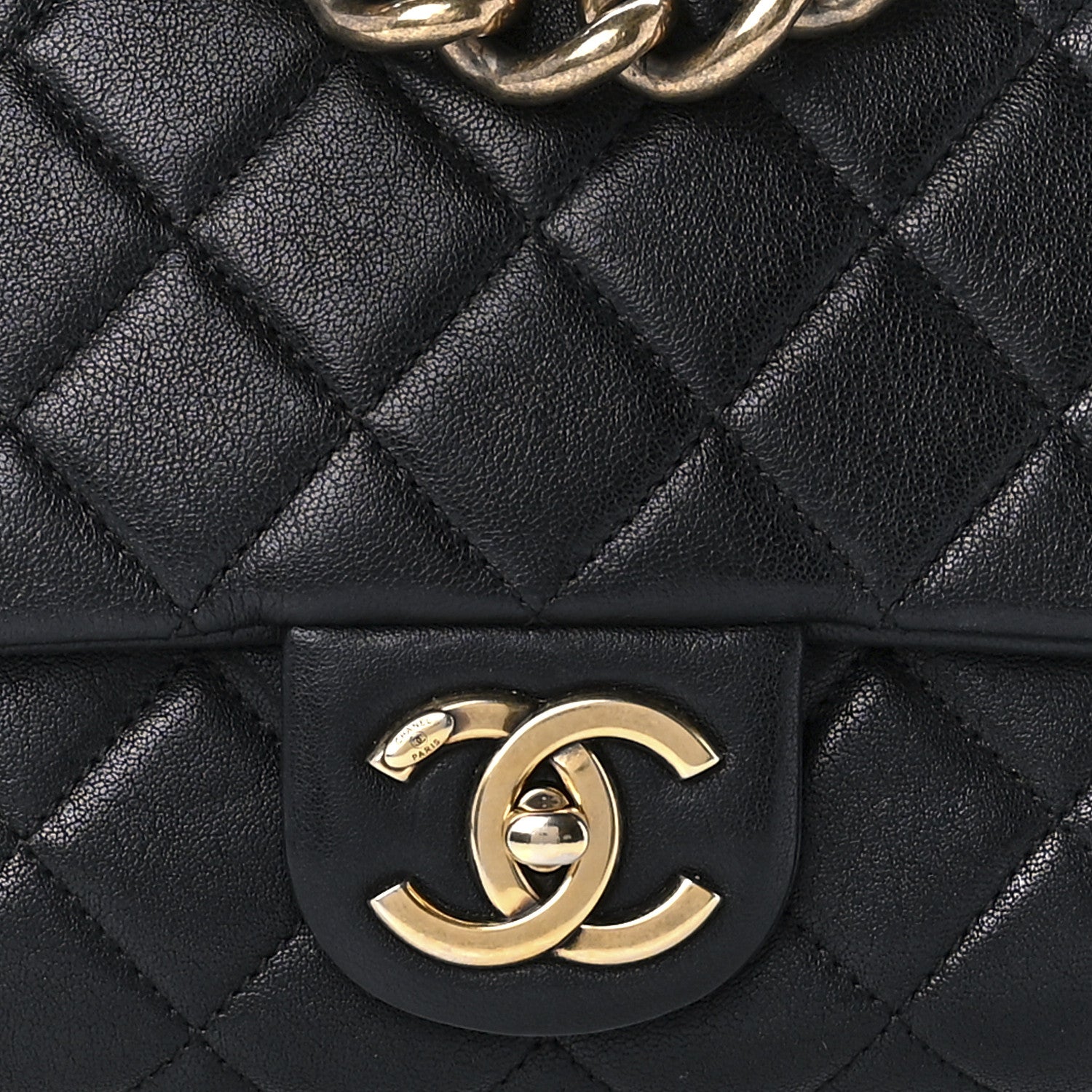 Chanel Shiny Sheepskin Quilted Large Trapezio Flap Black 9 of 12
