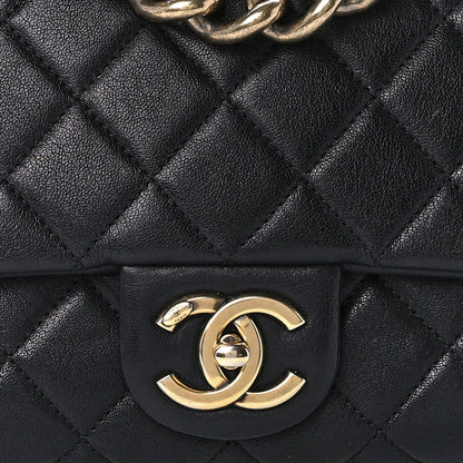 Chanel Shiny Sheepskin Quilted Large Trapezio Flap Black 9 of 12