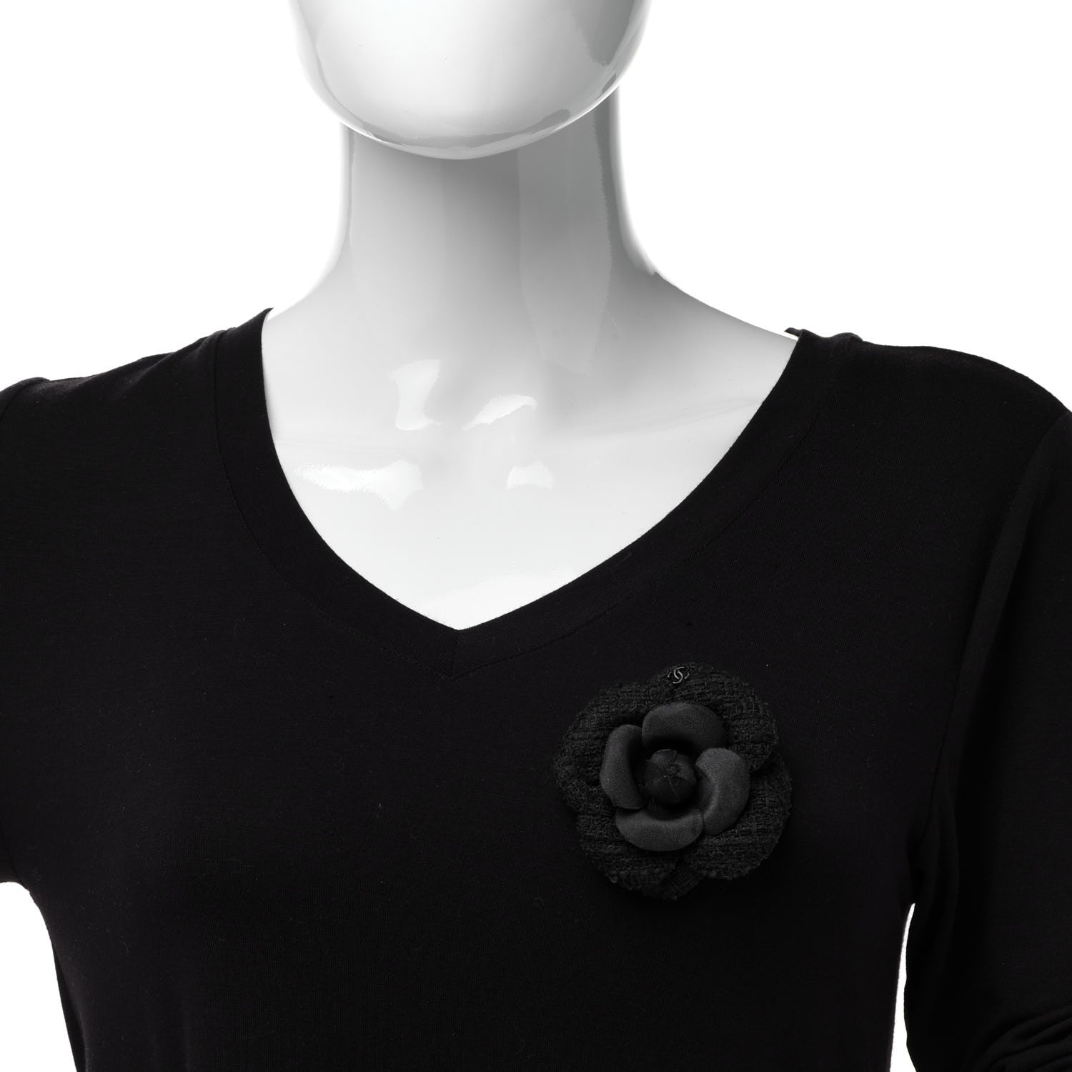 Chanel Tweed Camellia Pin Brooch Navy Blue 2 of 4