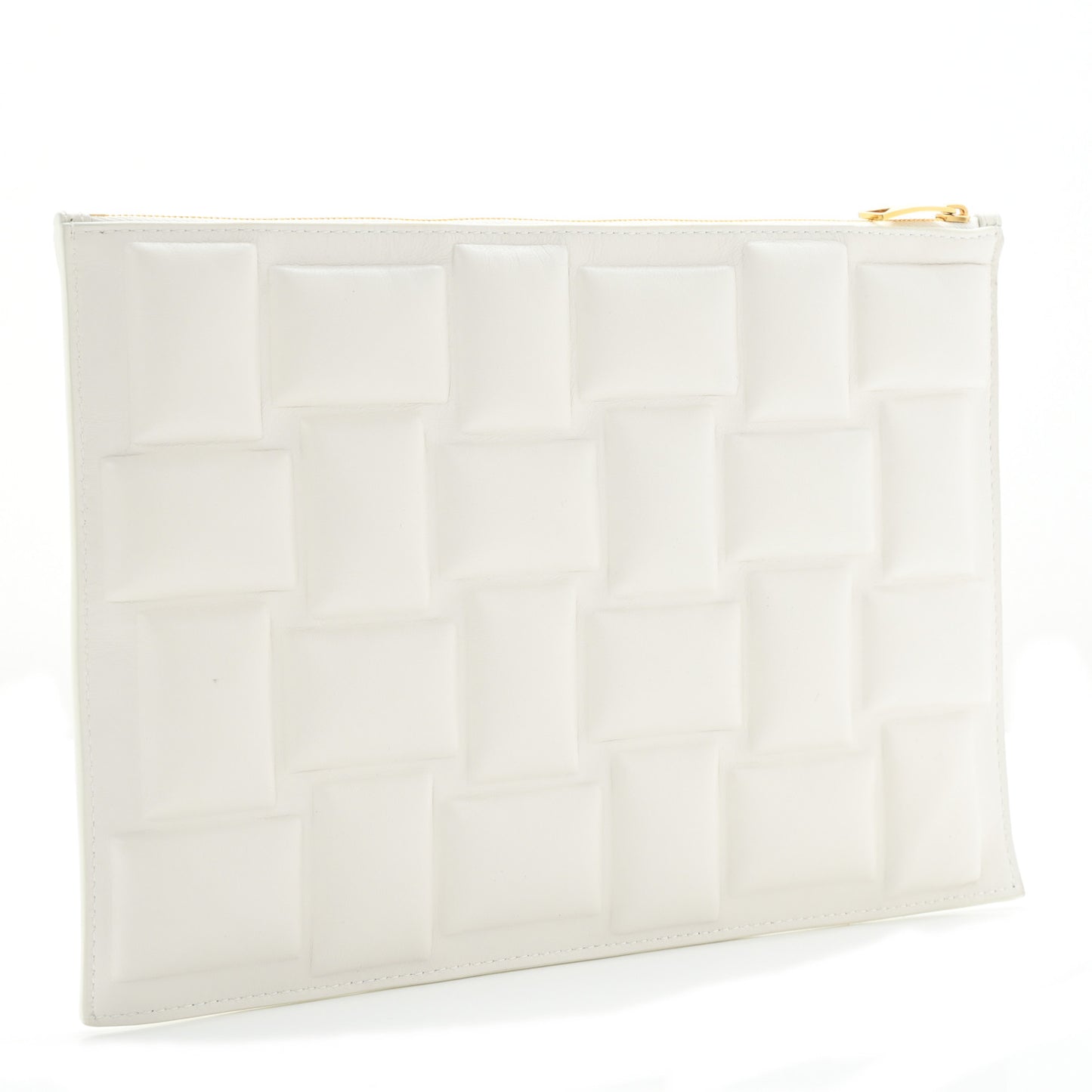 Nappa Embossed Pouch Clutch White