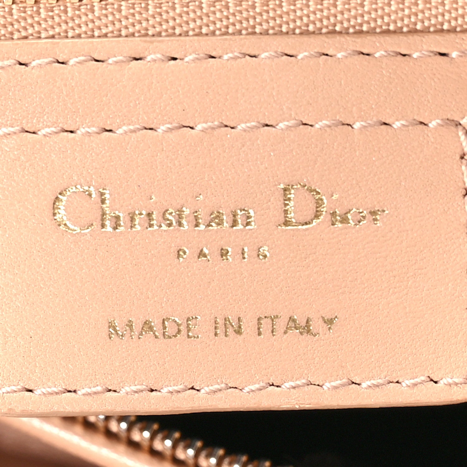 Christian Dior Lambskin Cannage Contrast Stitch Medium Lady Dior Beige 6 of 10