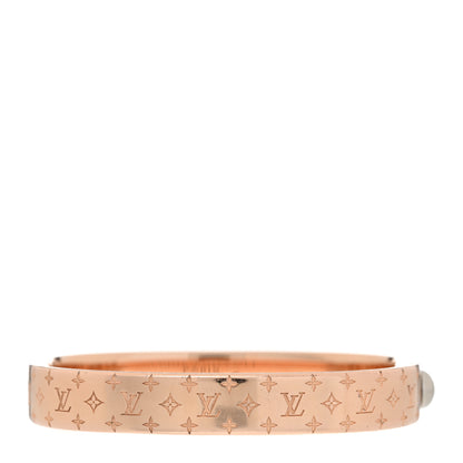 Louis Vuitton Brass Monogram Nanogram Cuff S Pink Gold 3 of 7