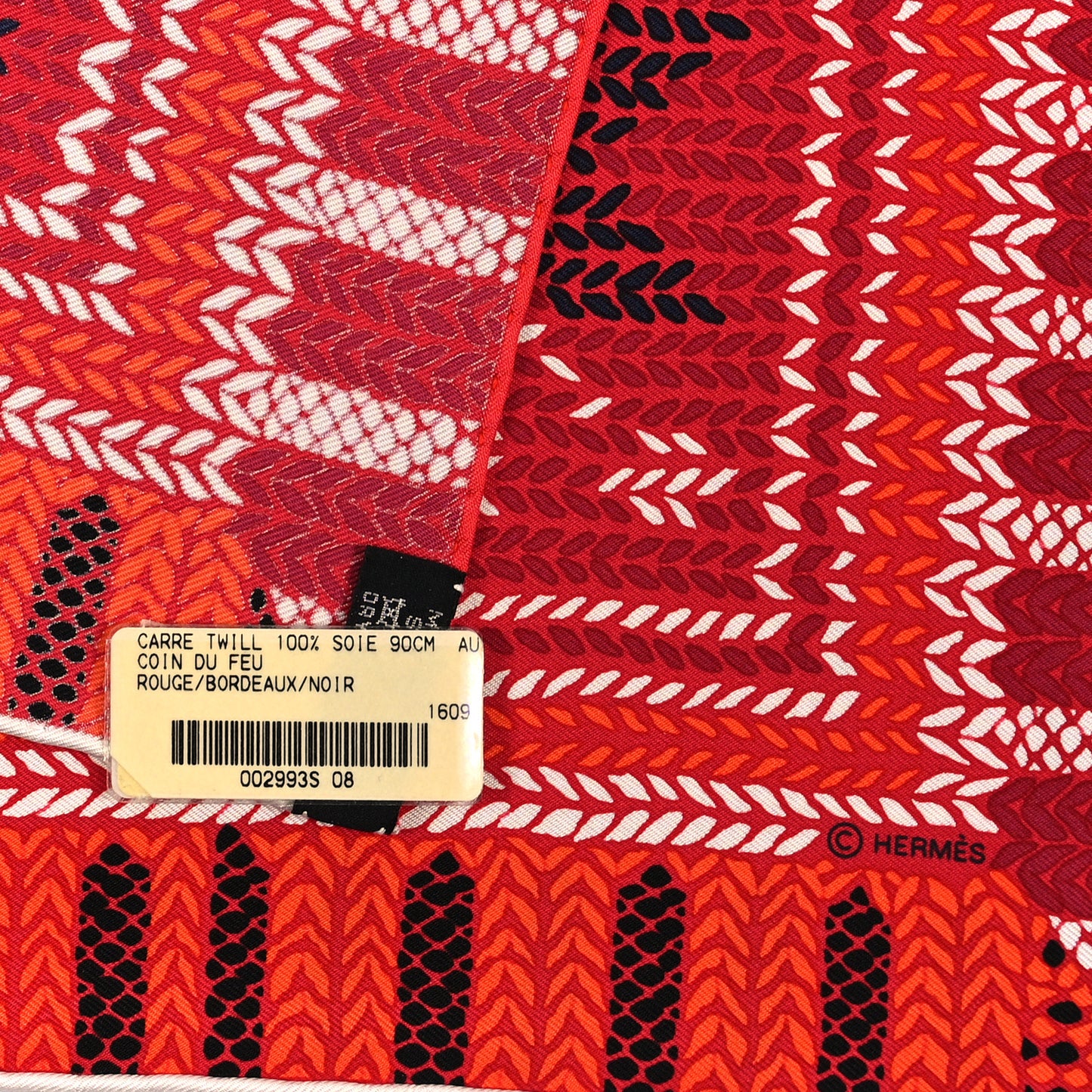 Silk Au Coin Du Feu Scarf 90 Rouge Bordeaux Black