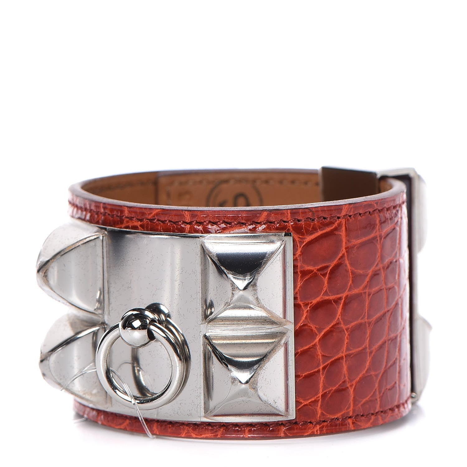 Hermes Shiny Alligator Collier De Chien CDC Bracelet S Sanguine 1 of 7