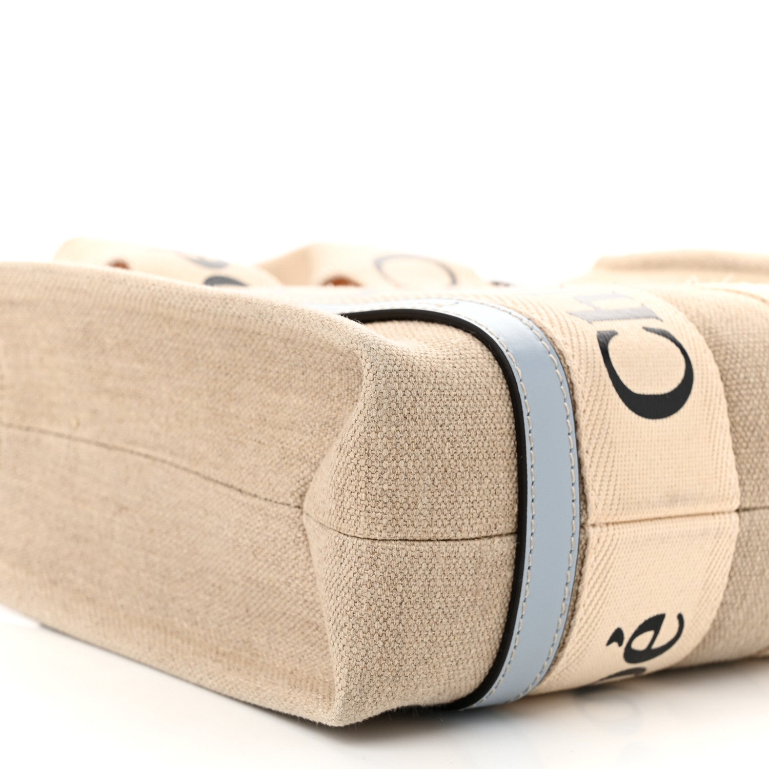 Chloe Cotton Calfskin Small Woody Ribbon Tote With Strap Light Blue 9 of 12