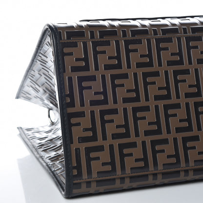 Fendi Vitello Century Wicker Bi-Color FF 1974 Embossed Large Runaway Shopper Tote Maya Black 8 of 9