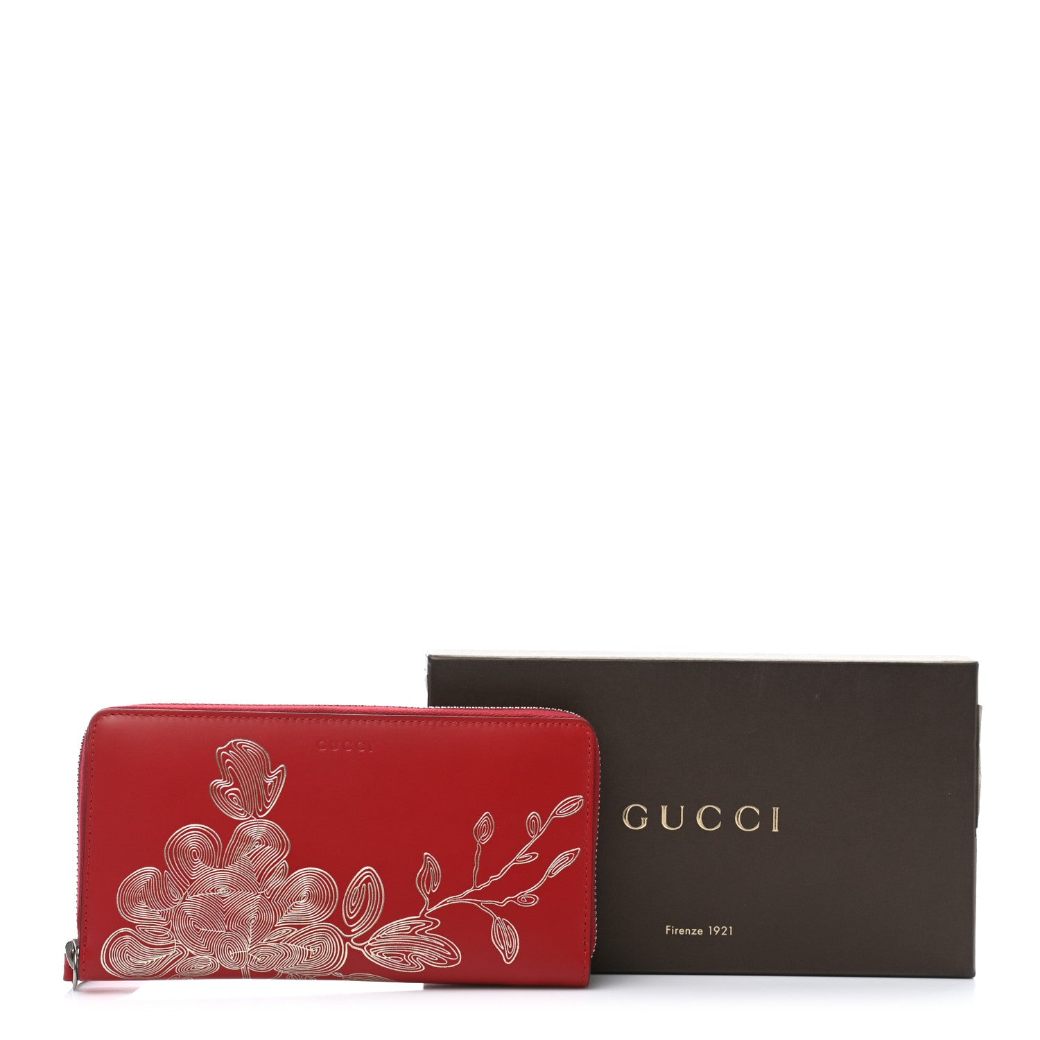 Gucci Calfskin Chinese New Year Zip Around Wallet Red 9 of 9