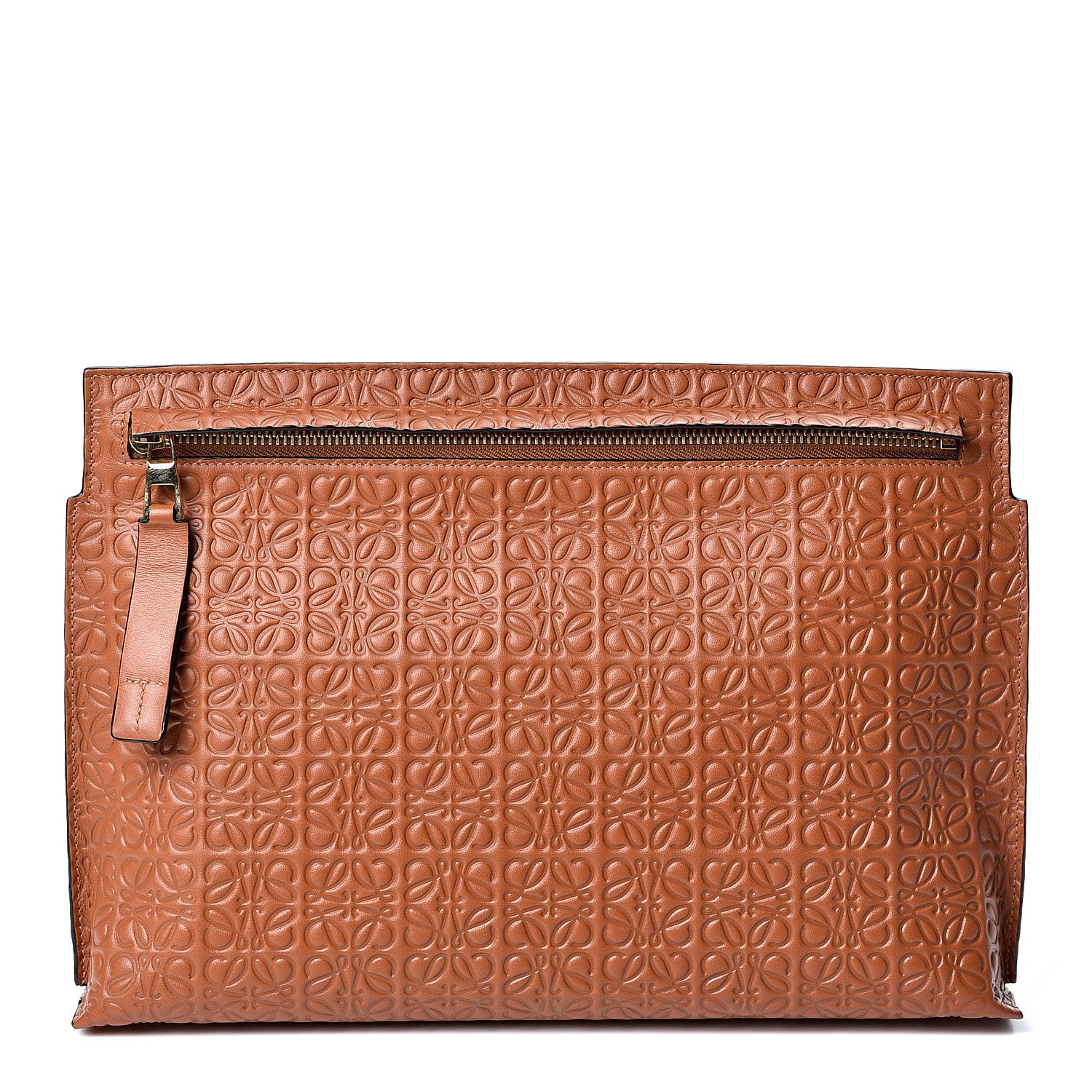 Loewe Calfskin Embossed Repeat T Pouch Tan 1 of 8