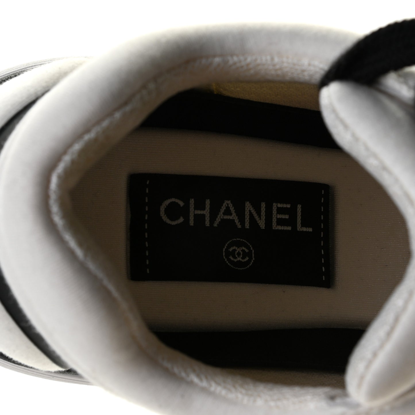 Nylon Suede Calfskin Womens CC Sneakers 38 White Black