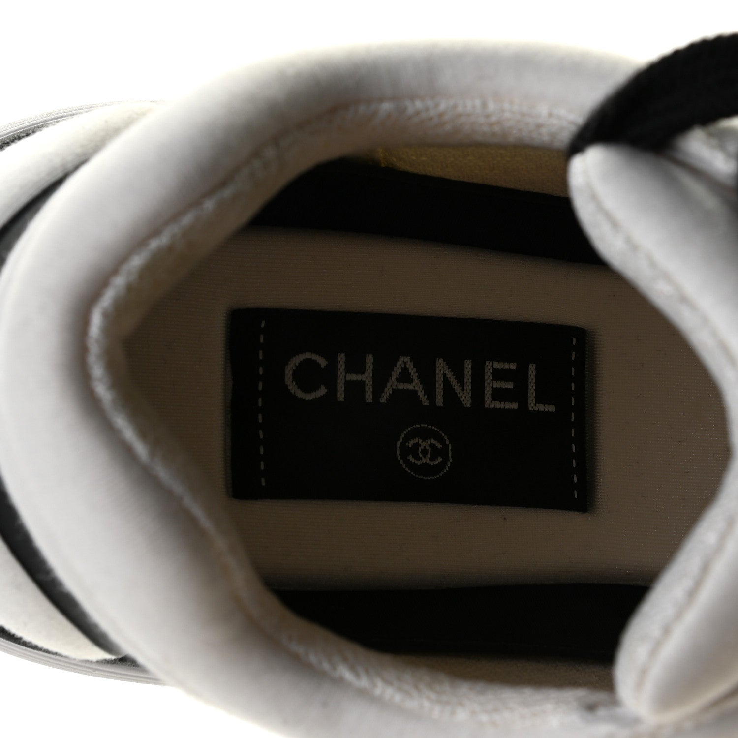 Chanel Nylon Suede Calfskin Womens CC Sneakers 38 White Black 7 of 8