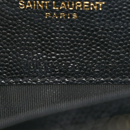 Saint Laurent Grain De Poudre Matelasse Chevron Monogram Envelope Chain Wallet Black 7 of 13
