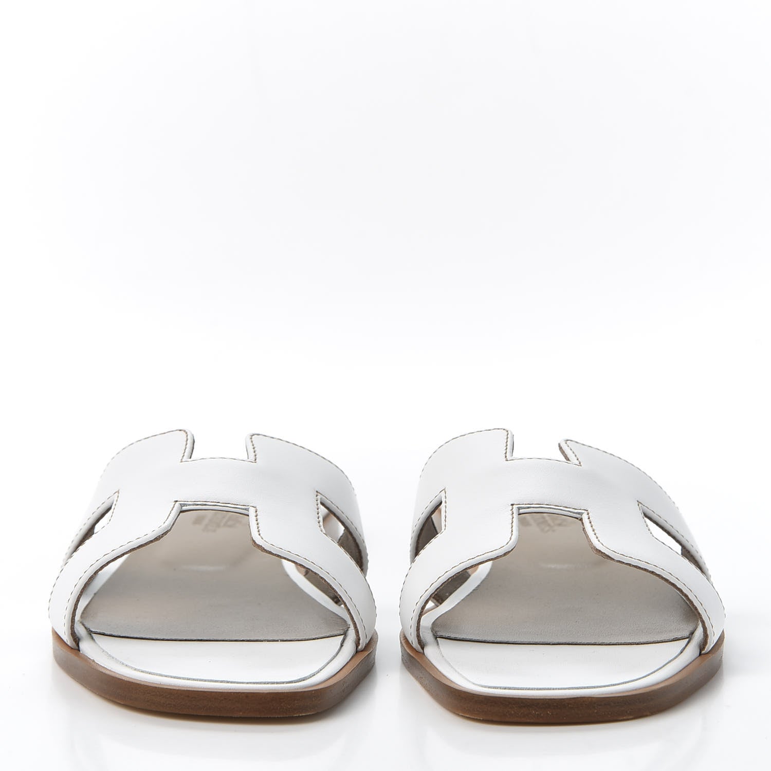 Hermes Box Calfskin Oran Sandals 37.5 White 3 of 10