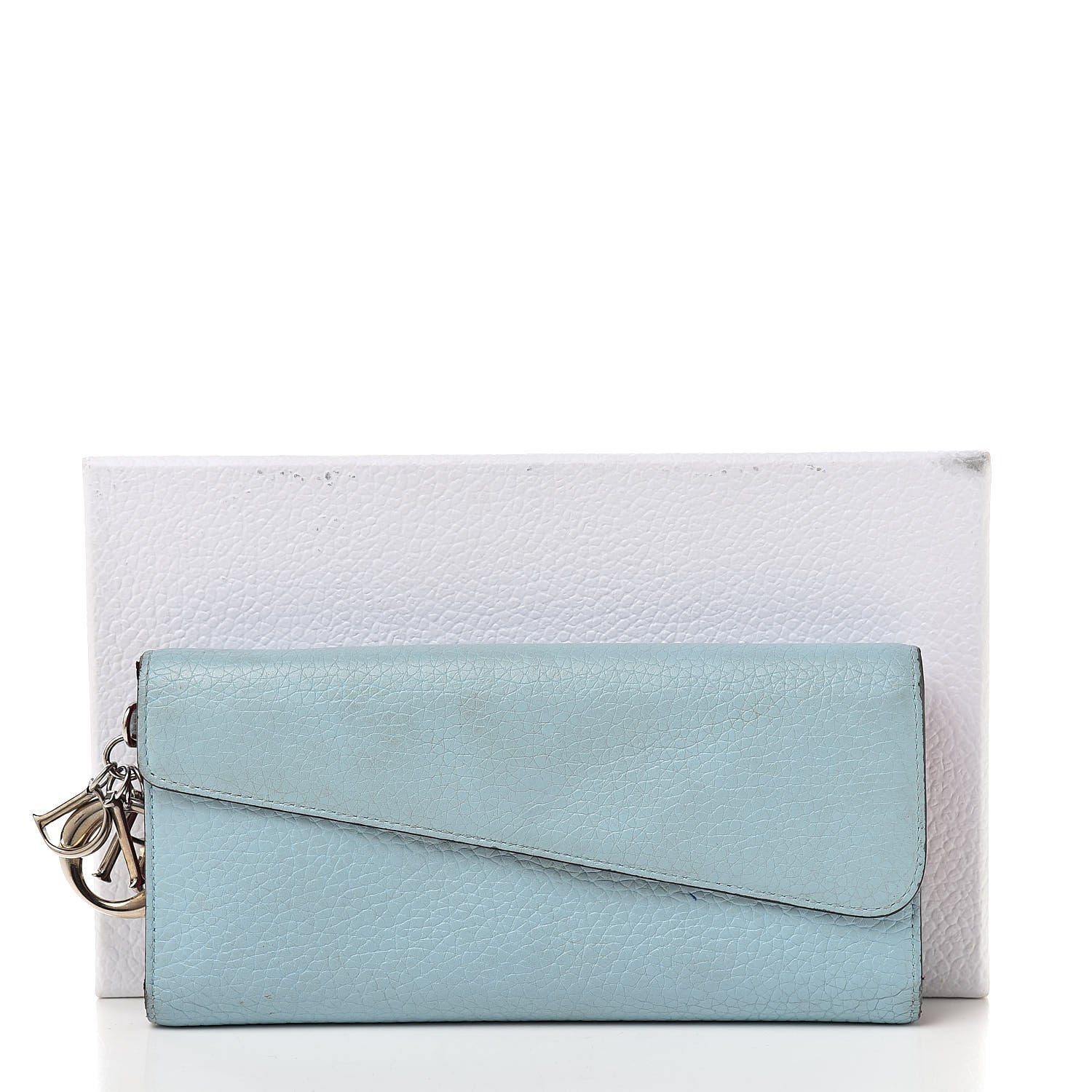 Christian Dior Bullcalf Diorissimo Long Wallet Sky Blue Pink 19 of 19