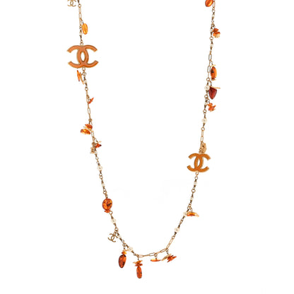 Chanel Pearl Amber CC Long Necklace Gold 1 of 6